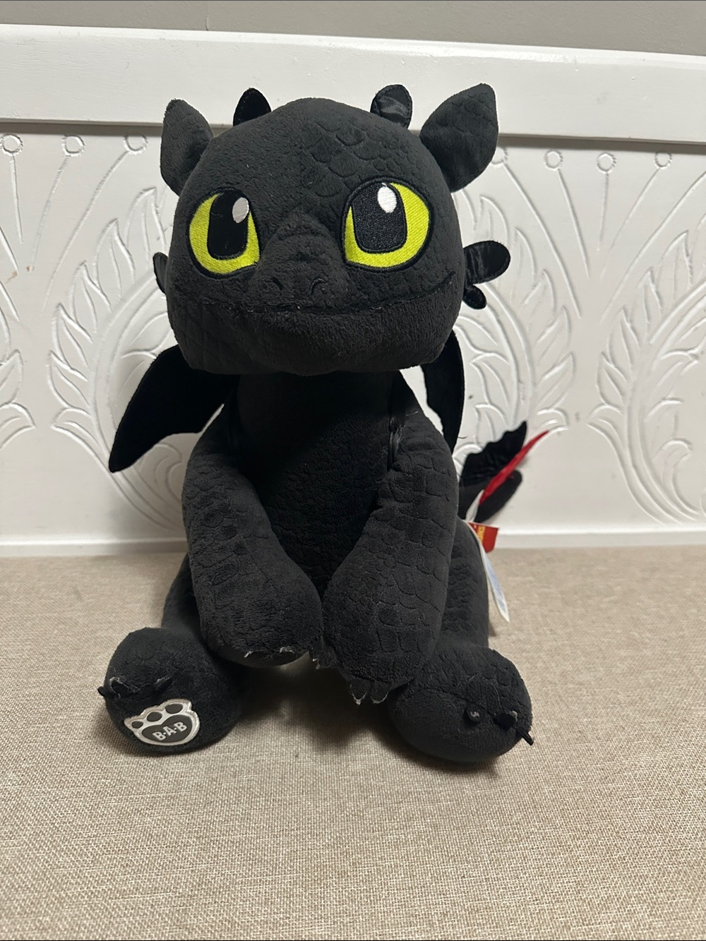 Build a Bear DreamWorks Toothless Dragon Plush - Black with Neon Green Eyes